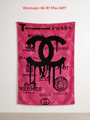 Chanel Dripping Logo Luxury Designer Flannel Throw Blanket IMG_7137